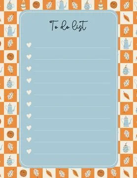 Cute printable To do list decorated with cozy home elements Stock Illustration