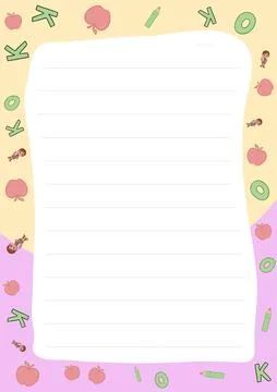 Cute Printable Lined Paper Perfect for Notes Letters or Drawings Featuring Stock Illustration
