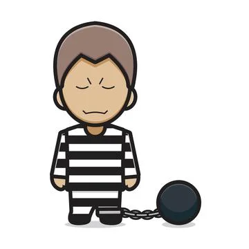 Cute prisoner character cartoon vector icon illustration イラスト素材