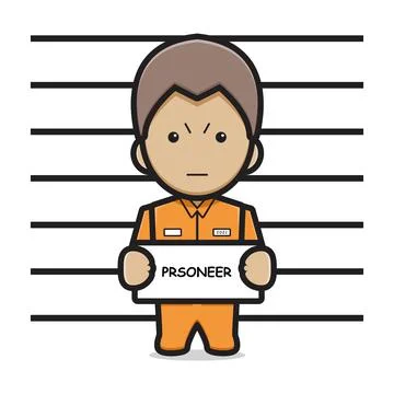Cute prisoner character cartoon vector icon illustration Stockillustratie