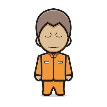 Cute prisoner character cartoon vector icon illustration Stock Illustration