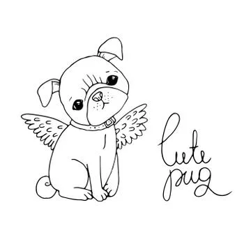 Cute Pug. Dog. Stock Illustration