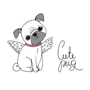 Cute Pug. Dog. Stock Illustration