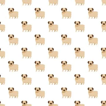 Cute pug dog seamless pattern vector illustration Stock Illustration