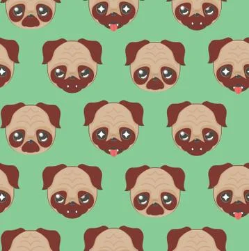 Cute pug faces Ilustração Stock