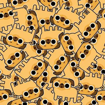 Cute Pug pattern seamless. nice dog background. Pet vector texture Illustrazione stock