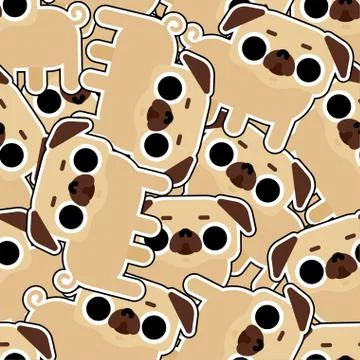 Cute Pug pattern seamless. nice dog background. Pet vector texture Illustrazione stock