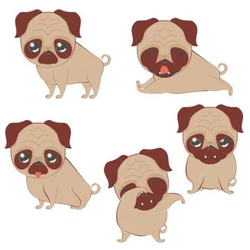Cute pug poses Illustrazione stock