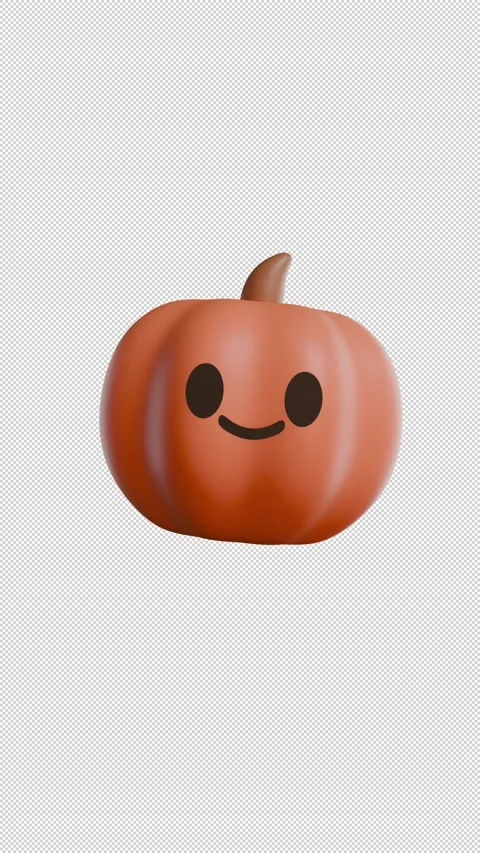 Cute Pumpkin 3D Icon on Transparent Background Stock Footage 340537476