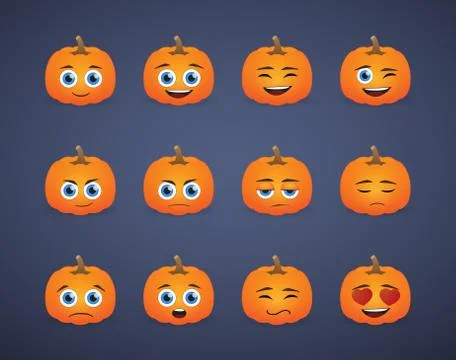 Cute pumpkin  avatar expression set Stock Illustration