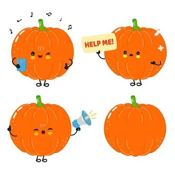 Cute Pumpkin Character Activity Collection Illustration Stock Illustration