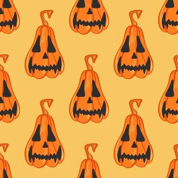 Cute pumpkin character seamless pattern for Halloween イラスト素材