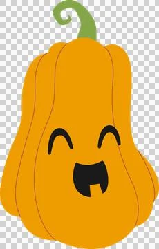 Cute pumpkin, Halloween design, flat illustration Stock Illustration