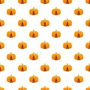 Cute pumpkin house pattern for autumn harvest halloween Illustrazione stock