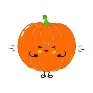Cute Pumpkin Laughing Character Expression Illustration Stock Illustration