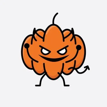 Cute Pumpkin Mascot Vector Character Stock Illustration