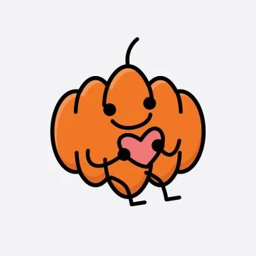 Cute Pumpkin Mascot Vector Character Stock Illustration