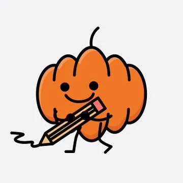 Cute Pumpkin Mascot Vector Character Stock Illustration