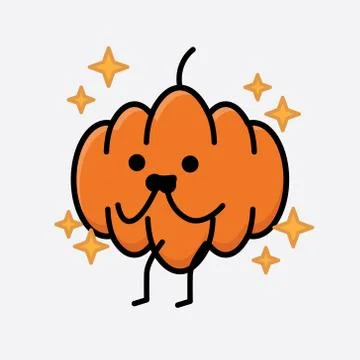 Cute Pumpkin Mascot Vector Character Stock Illustration