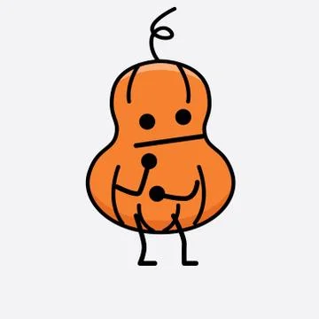 Cute Pumpkin Mascot Vector Character Stock Illustration