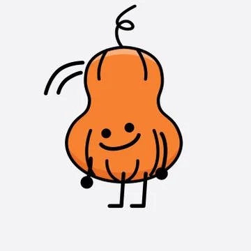 Cute Pumpkin Mascot Vector Character Stock Illustration