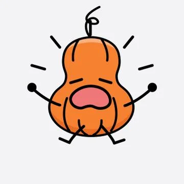 Cute Pumpkin Mascot Vector Character Stock Illustration