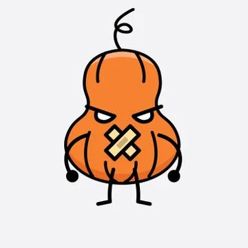 Cute Pumpkin Mascot Vector Character Stock Illustration
