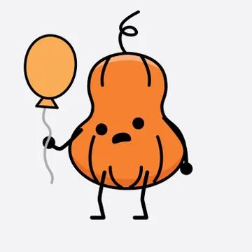 Cute Pumpkin Mascot Vector Character Stock Illustration
