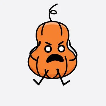 Cute Pumpkin Mascot Vector Character Stock Illustration