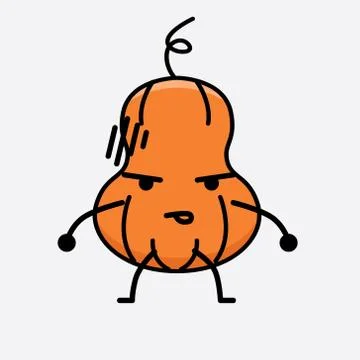Cute Pumpkin Mascot Vector Character Stock Illustration