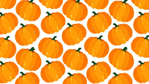 Cute Pumpkin Pattern Motion Graphic Background Halloween &amp; Autumn Seasonal A Video stock 346257251