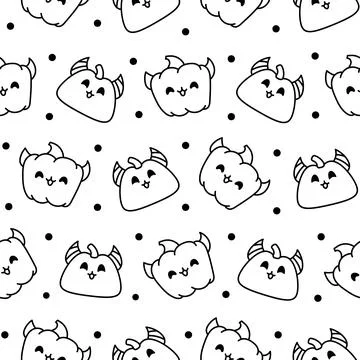 Cute pumpkin. Seamless pattern. Coloring Page. 스톡 일러스트