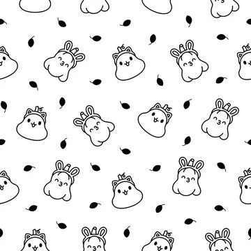 Cute pumpkin. Seamless pattern. Coloring Page. Illustrazione stock