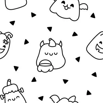 Cute pumpkin. Seamless pattern. Coloring Page. Illustrazione stock
