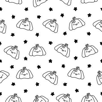 Cute pumpkin. Seamless pattern. Coloring Page. Stockillustratie
