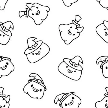 Cute pumpkin. Seamless pattern. Coloring Page. Illustrazione stock