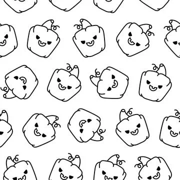 Cute pumpkin. Seamless pattern. Coloring Page. Stock Illustration