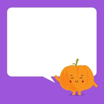 Cute Pumpkin with Speech Bubbles Stock Illustration