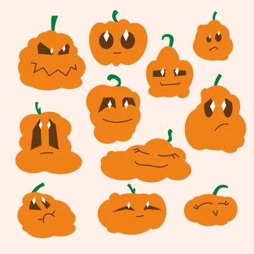 Cute pumpkin stickers Stock Illustration