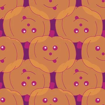 Cute pumpkins for Halloween seamless vector pattern Stock Illustration