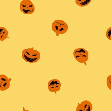 Cute pumpkins seamless pattern. Design for textile, prints for clothes. Vecto Stock Illustration