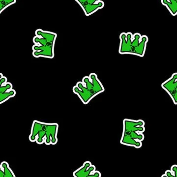 Cute punk crown flame background vector pattern. Grungy alternative checkered Illustrazione stock