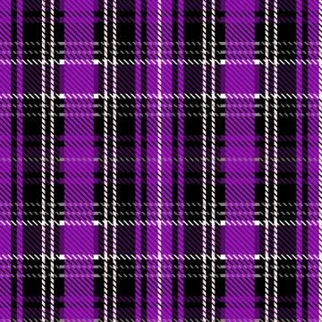 Cute punk purple plaid vector seamless pattern. Checkered scottish flannel print Stock Illustration