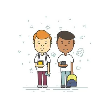 Cute pupils students Stock Illustration
