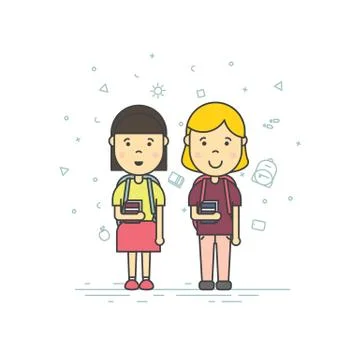 Cute pupils students Stock Illustration