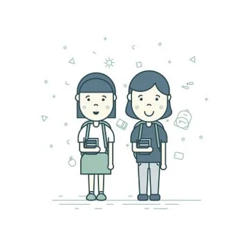 Cute pupils students Stock Illustration