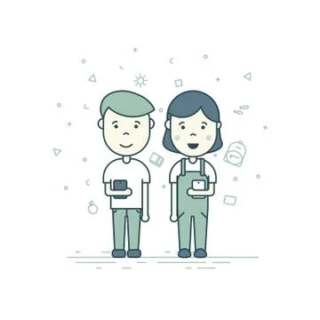 Cute pupils students Stock Illustration