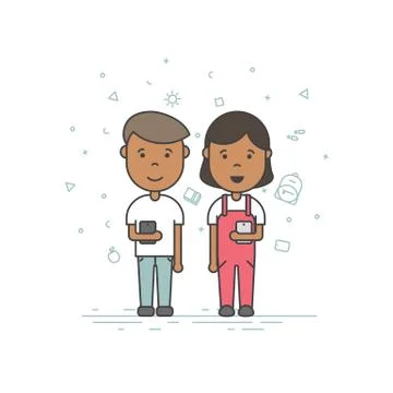 Cute pupils students Stock Illustration