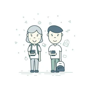 Cute pupils students Stock Illustration