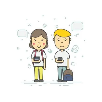 Cute pupils students Stock Illustration